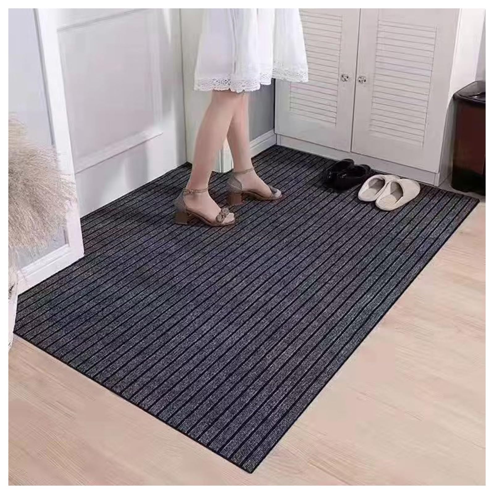 Paillasson Intérieur, Tapis D'entrée Antidérapant Absorbant | Dos en TPE robuste, Extra plat 0.7 cm, Idéal pour chien, Entretien facile, Fibre douce(110 x 130 cm)