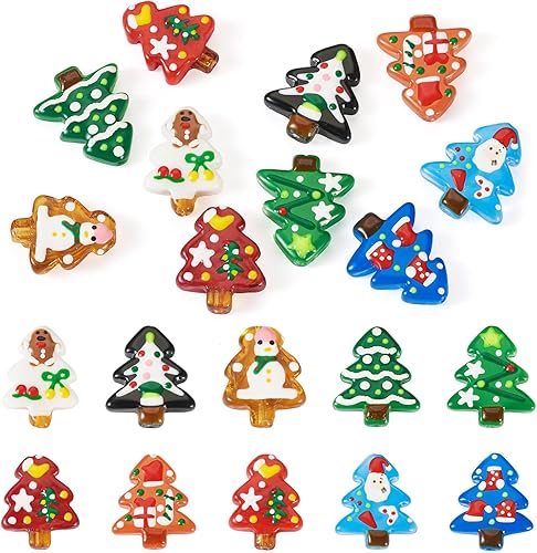 Vista 65 de Cheriswelry 46 cuentas de Navidad para árbol de Navidad, muñeco de nieve, guantes de hombre de jengibre, medias de cuentas surtidas, manualidades