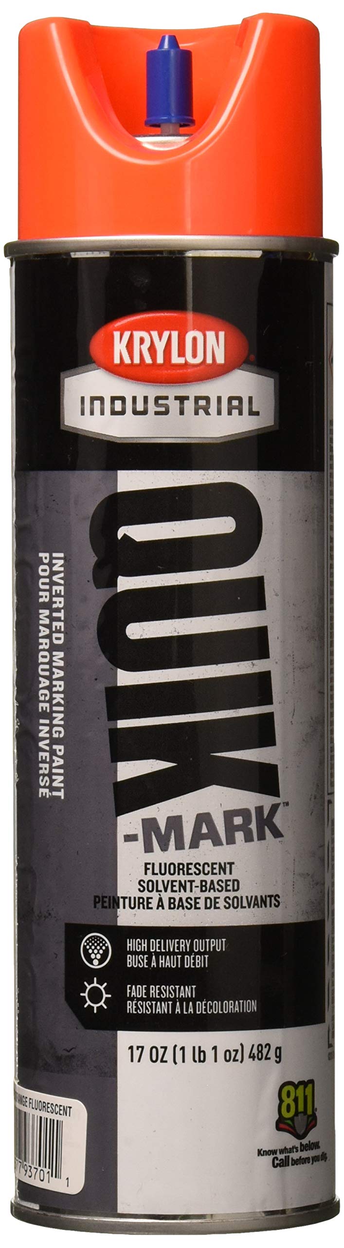 Krylon Upside Down Marking Paint Alert Fluorescent Red/Orange Solvent Base (Pack of 12)