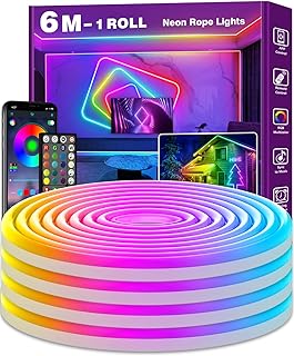 AILBTON 6m Led Neon Rope Lights,Flexible Led Rope Lights,Control with App/Remote,Multiple Modes,IP65 Outdoor RGB Neon Wate…