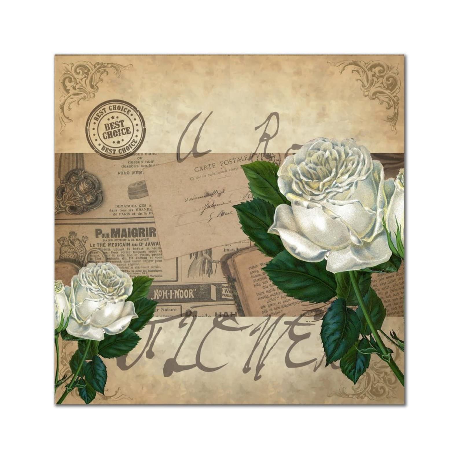 Plaque vintage en bois de rose française au fini rustique élégant