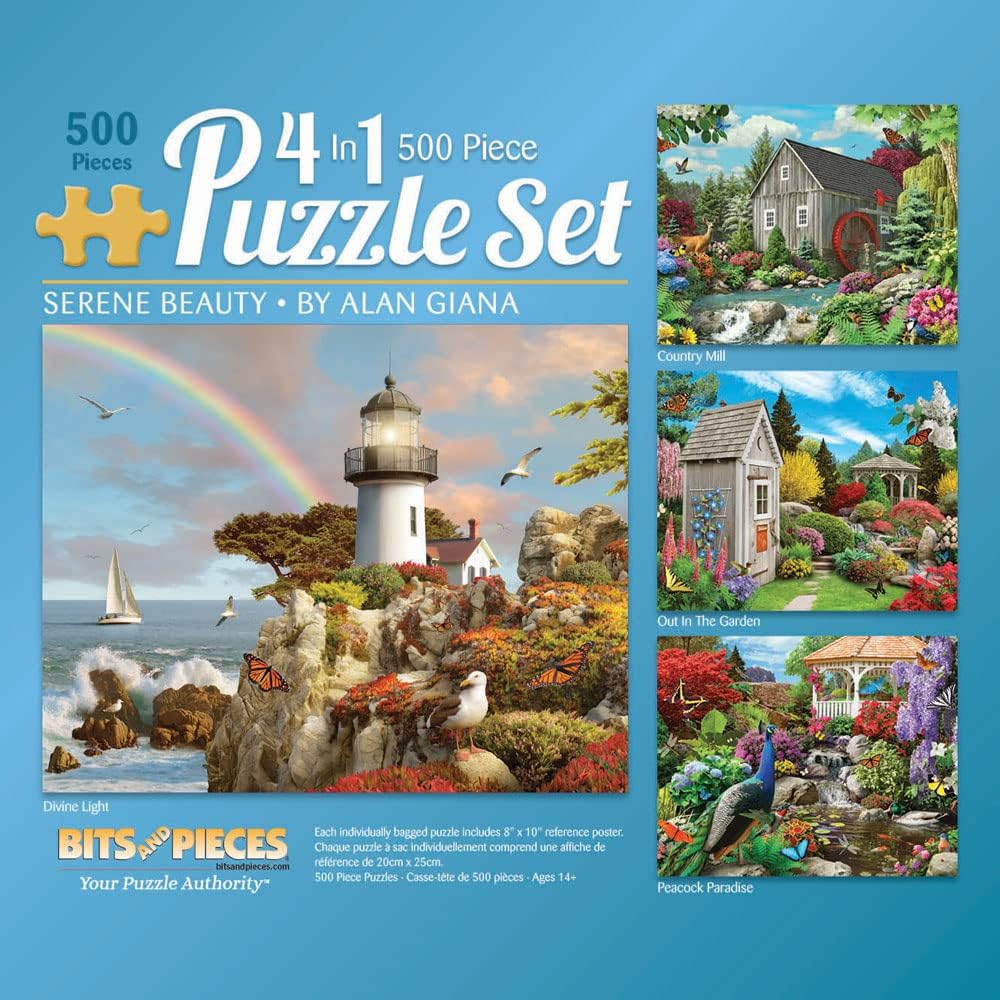 Bits and Pieces 4in1 MultiPack 500 Piece Jigsaw Puzzles for