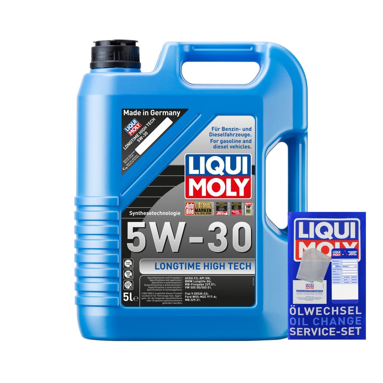 Inspektionspaket enthält 6 Liter Motoröl 5W-30 Longtime High Tech Ölfilter für Rexton W Y400 2.2 XDi AWD Korando