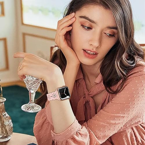 Miniatura 5 de Floral Silicone Band Compatible with Apple Watch Bands 38mm 40mm 42mm 44mm 41mm 45mm 49mm Women Men, Design Wristbands Soft Breathable Watch Bands