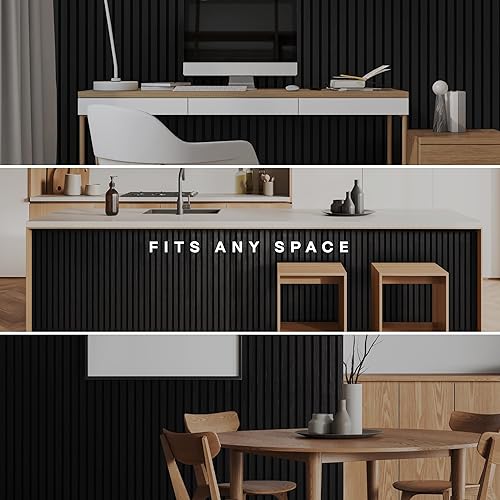 Miniatura 3 de Paquete de 2 paneles acústicos de pared, decoración de pared de listones de madera, paneles insonorizados