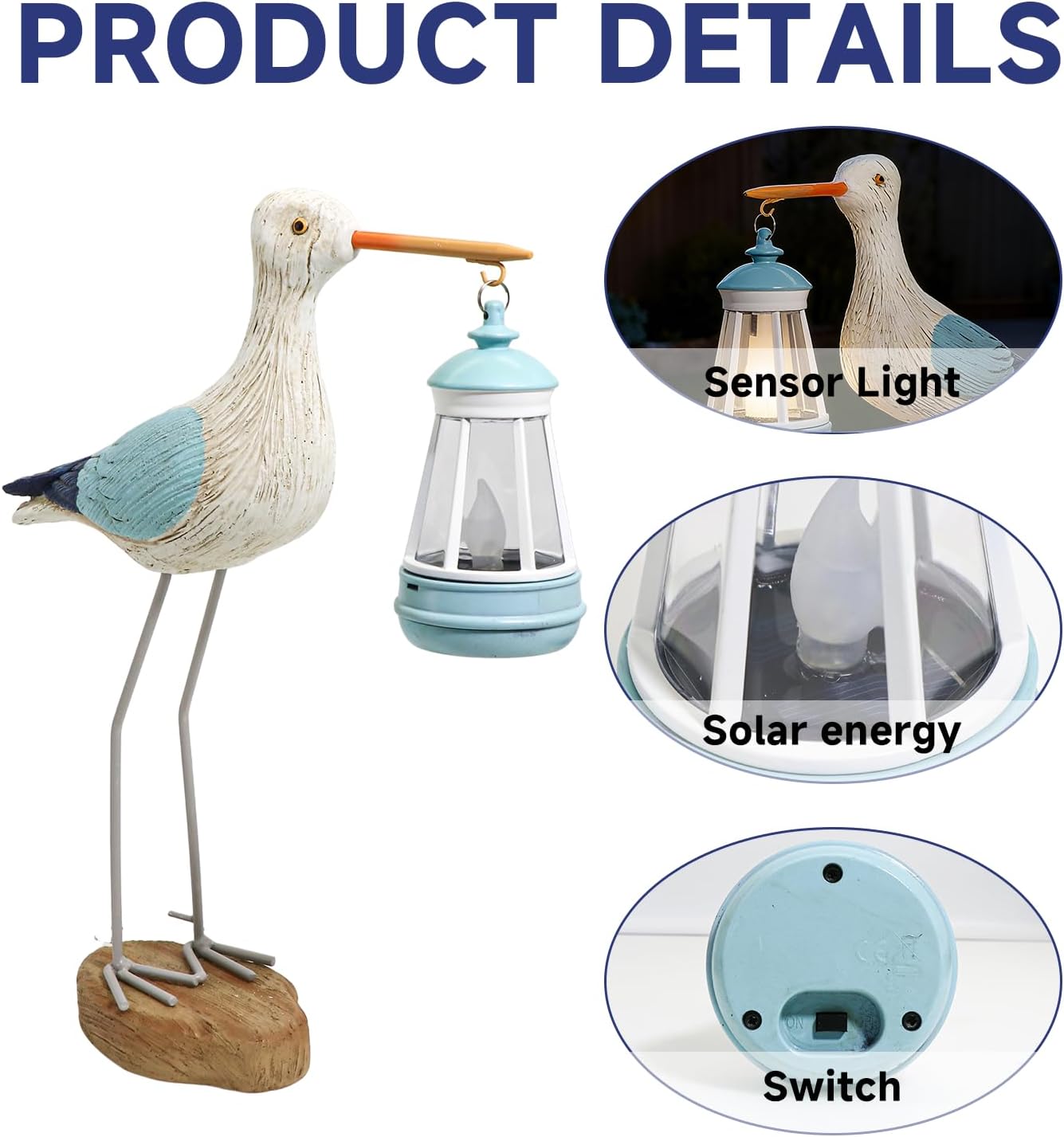 Solar Seagull Statues for Garden and Home Decor,Funny Garden Decor Beach,Pool,Patio,Lawn,Yard,Porch,Perfect Garden Gift