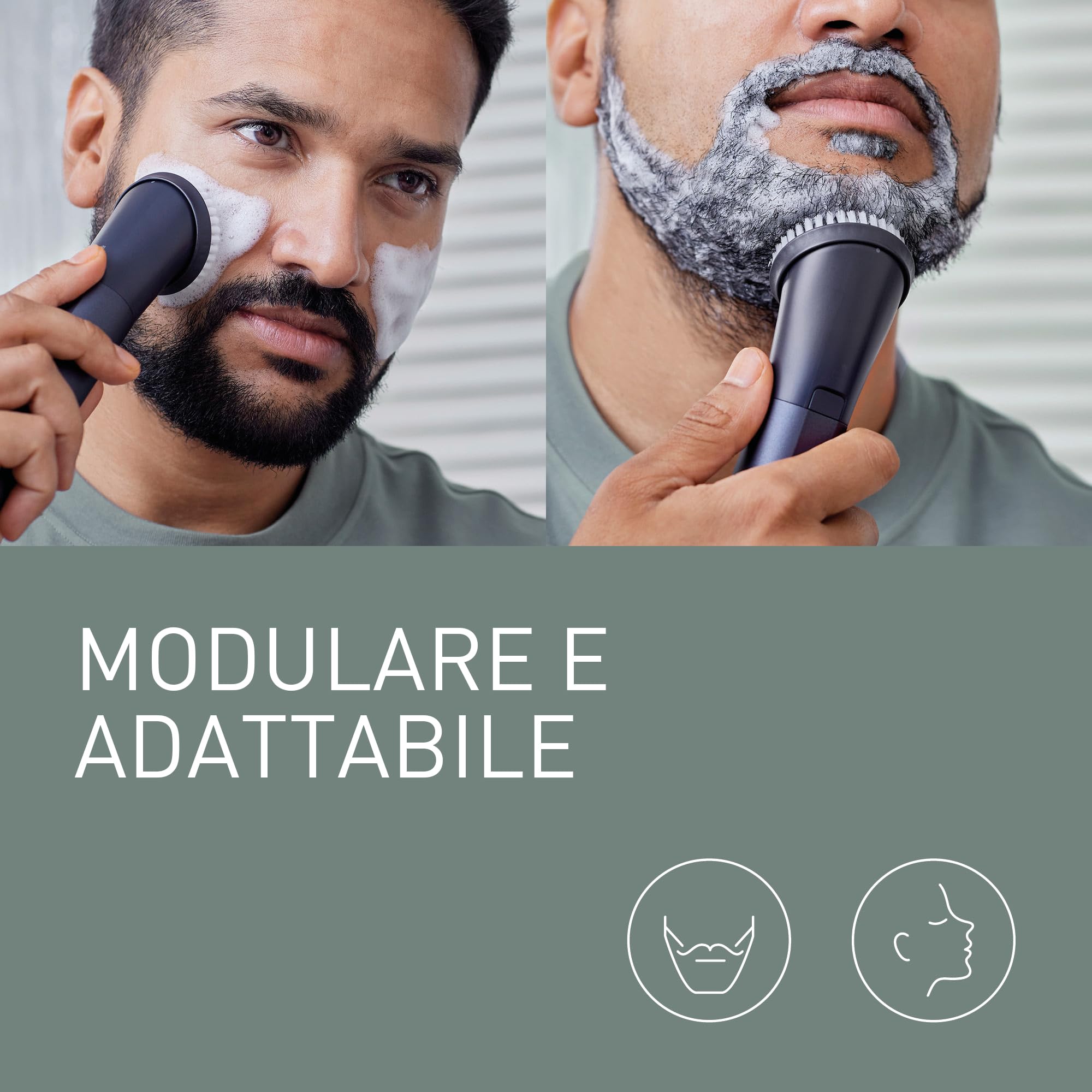 Panasonic ER-CFB1-A503 MULTISHAPE [Sistema Modulare per la Cura della Persona] Set Testine Spazzole per il Viso, Spazzola Esfoliazione Viso, Spazzola Pulizia Barba, Spazzola Pulizia Profonda, Nero