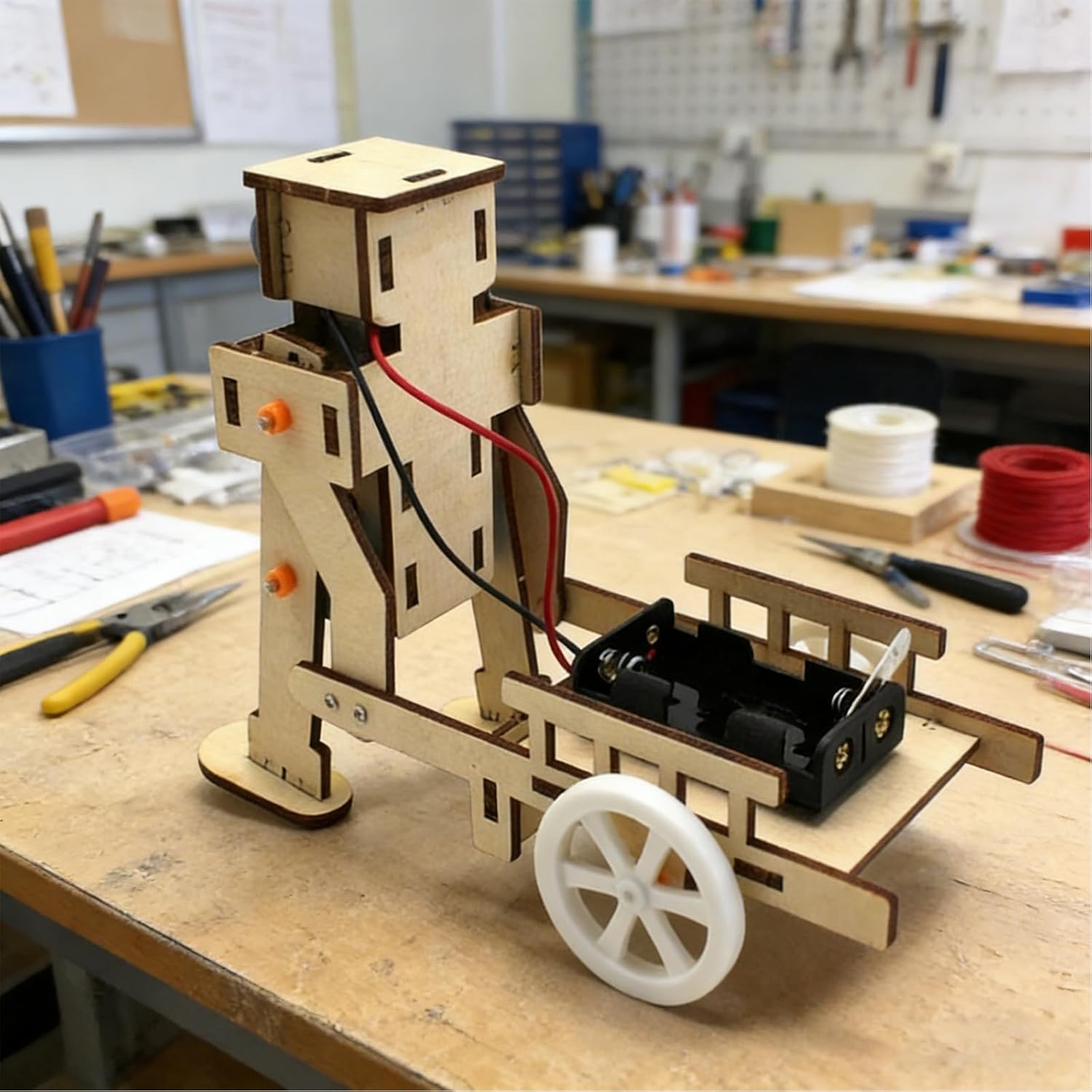 DIY Robot Pull Cart Kit - Educational Physics Learning Craft Projects