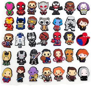 35pcs Shoe Charms for Marvel for Shoe Decoration Cartoon Anime Charms Shoe Accessories, Cartoon Pvc Shoe Charms Decoration for Kids Teens Boys Girls Men Women Party Birthday Gifts, Acrylic, Turquoise