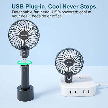 HandFan Portable Handheld Fan, Small Personal Hand Fan, Electric Mini Cooling Fans, USB Rechargeable Desk Fans for Travel Beach Makeup Office Disney, Gifts for Women(Black)