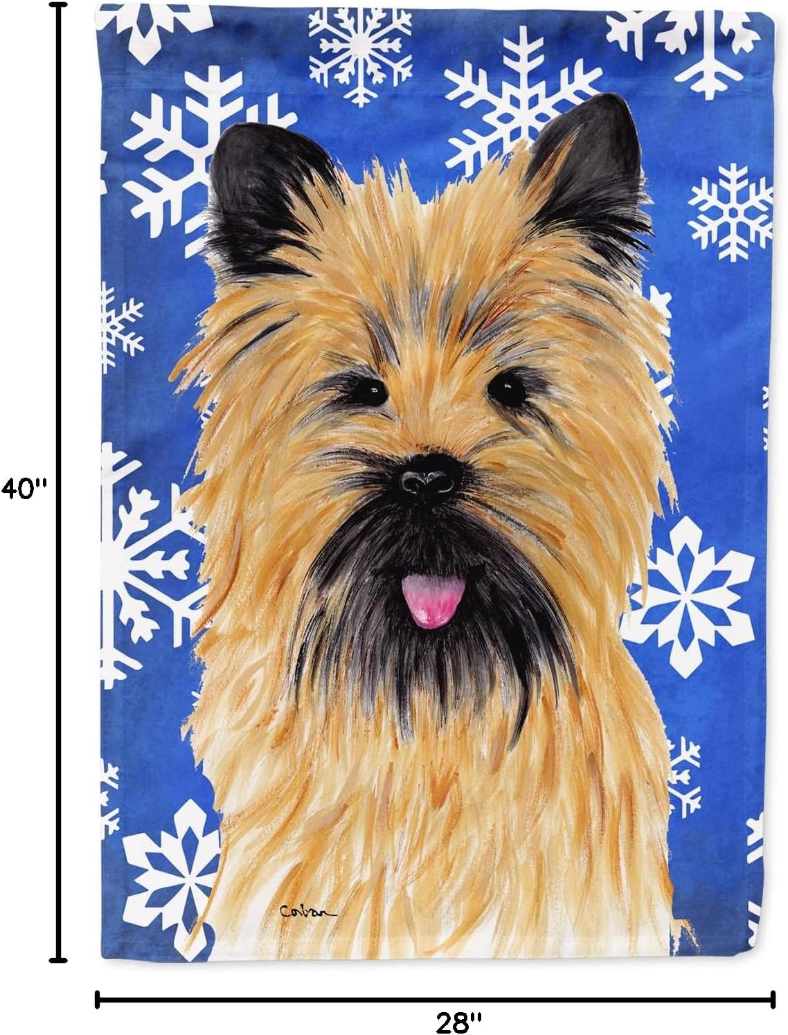 Caroline's Treasures SC9375CHF Cairn Terrier Winter Snowflakes Holiday House Flag Large Porch Sleeve Pole Decorative Outside Yard Banner Artwork Wall Hanging, Polyester, House Size, Multicolor