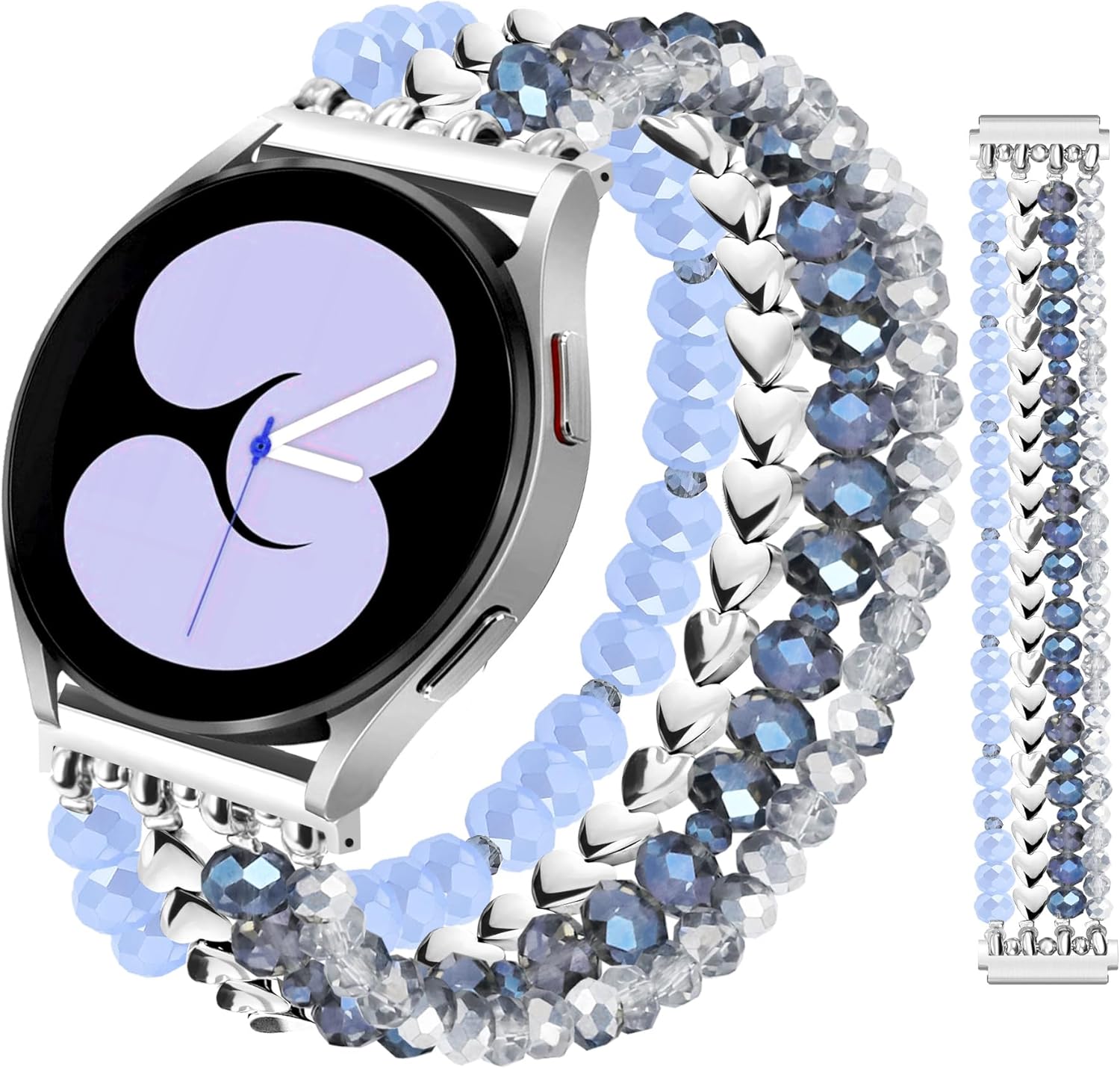 JR.DM Beaded Bracelet Compatible with Samsung Galaxy Watch 7/6/5/4/Active 2 40mm 44mm/Watch 6 Classic 43mm 47mm/Watch 5 Pro 45mm/Watch 4 Classic 42mm 46mm, Dressy Elastic Handmade 20mm Strap for Women