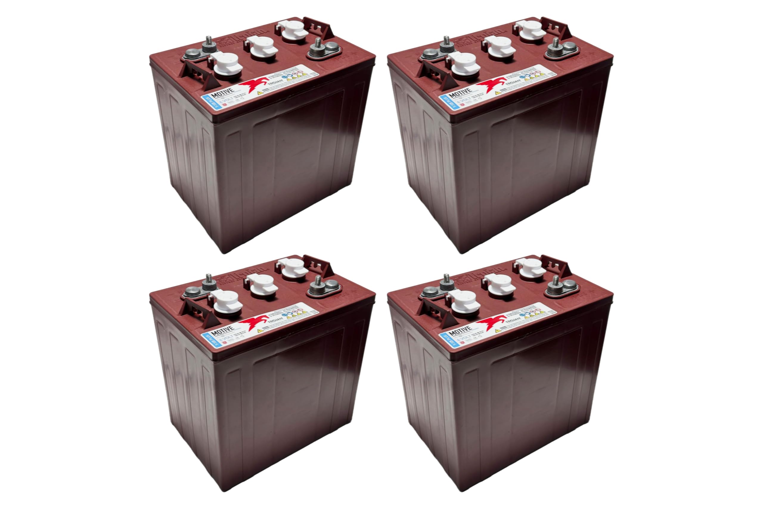 Trojan T-105 Plus 6V Deep-Cycle Flooded Battery, 225Ah, Golf Cart, Renewable Energy, Floor Scrubber, Industrial Use (Pack of 4)