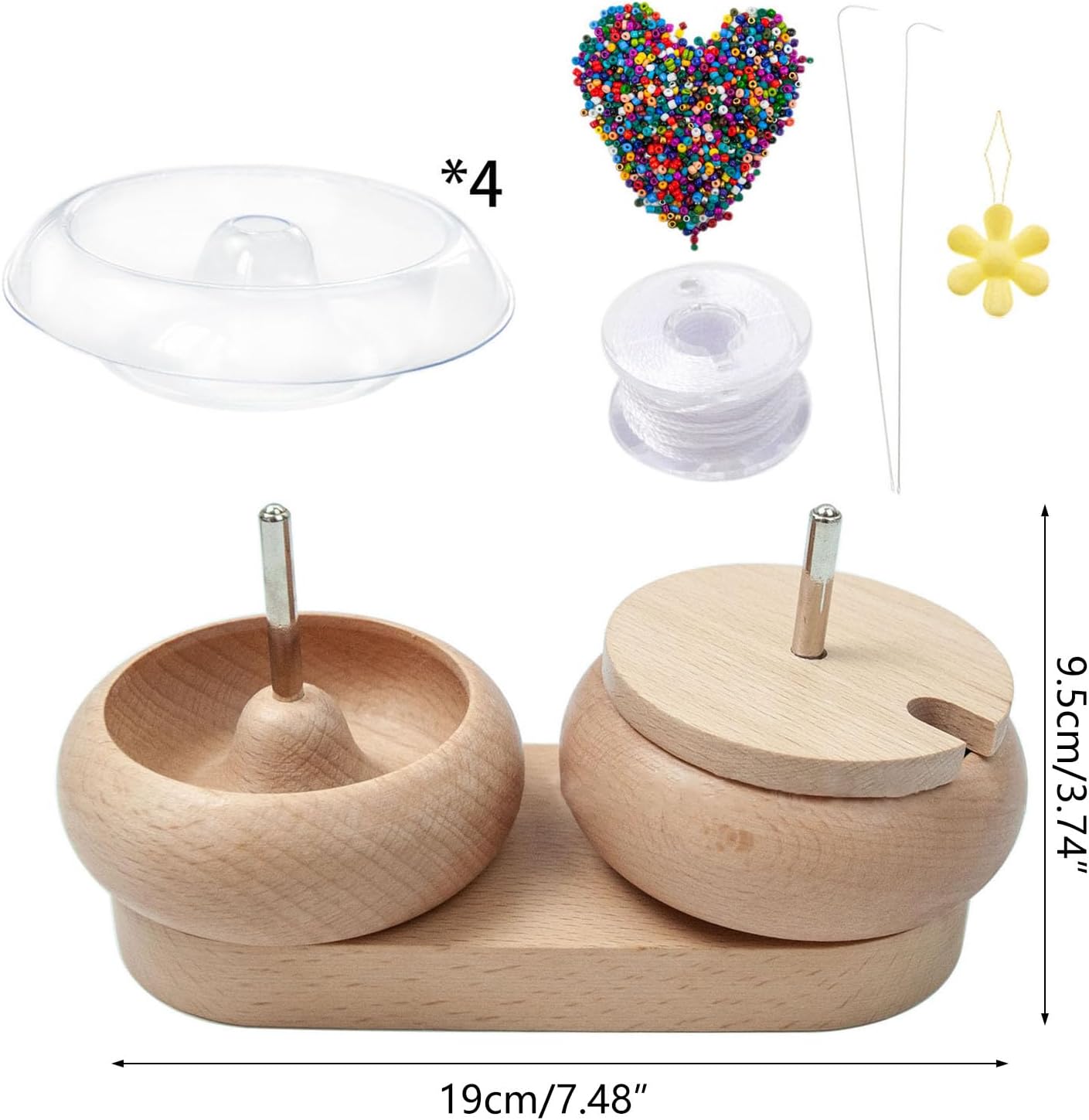 Ywmsfl Jewelry Making Wood Bead Spinner Bowl with Holder and Stringing Tools Jewelry Making Tools Craft Supplies