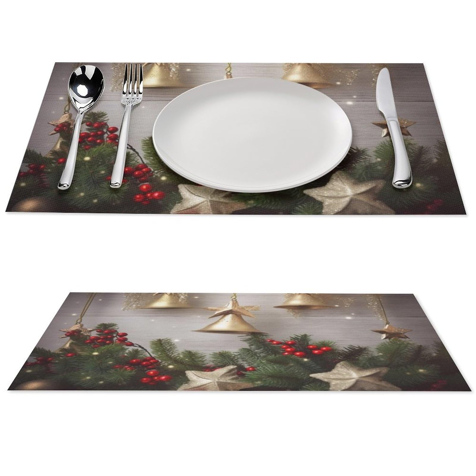 Sets de table de Noël imperméables antidérapants et thermorésistants en PVC