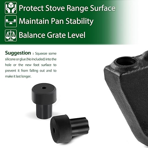 Miniatura 5 de W10919249 - Pies de goma para patas de goma Samsung, protector de estufa Kitchenaid, parachoques superiores, rejilla de quemador de hidromasaje,