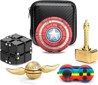 Hammer Fidget Spinners Chain Metal, Gold Fidget Spinner, Fidget Pad, Rainbow Gold Hand Spinner Gift for Kids Adults, Fidgets Infinity Cube Blocks Stress Desk Toy Set Party Favors
