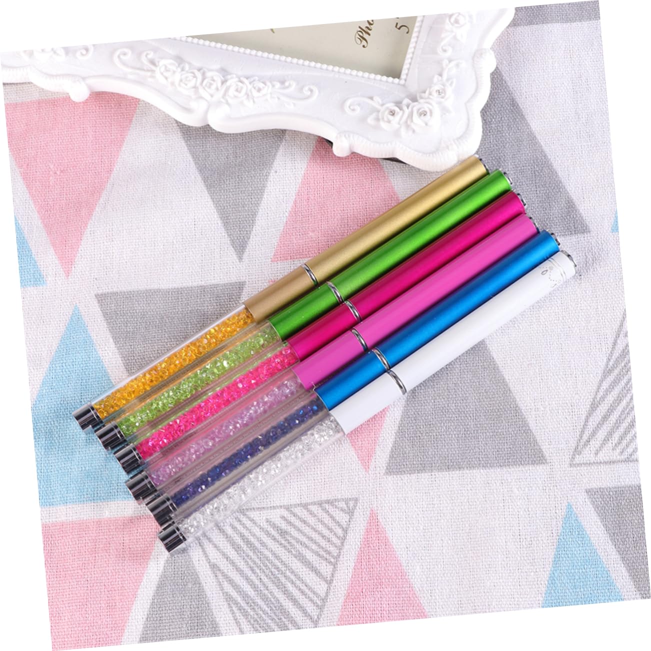MERRYHAPY 6pcs Eyelash Brush Rhinestone Handle Spiral Mascara Applicator for Extensions and Grooming Brushes White Rose Dark Green