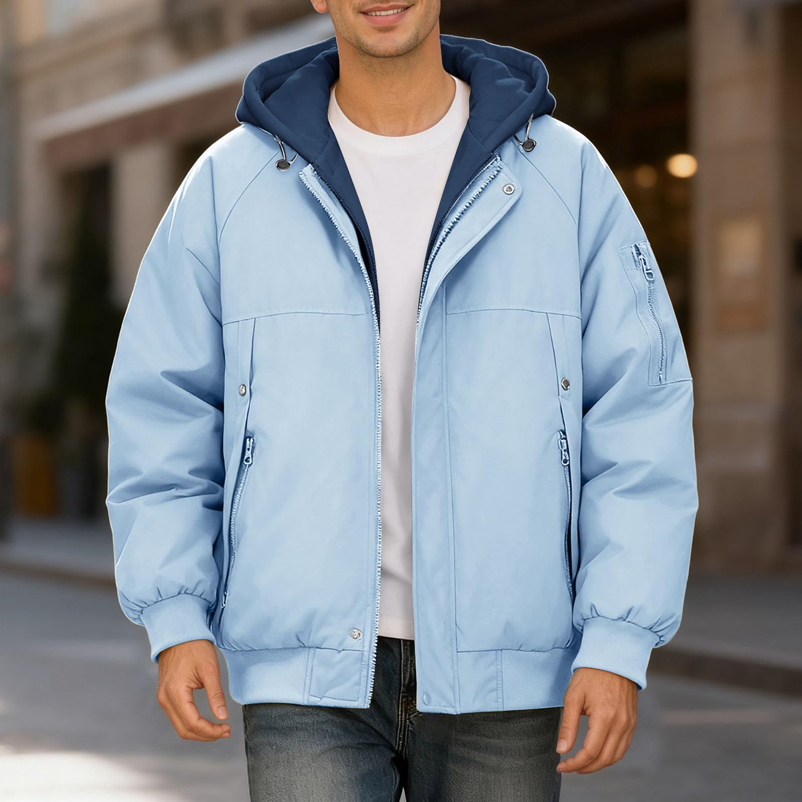 Chaqueta De Trabajo Hombre Elegante Y Elegante Chaqueta Con Capucha Para Hombre Cómodo Otoño-Invierno Oversize Para Estilo Casual Con Capucha Gruesa Y Manga Larga