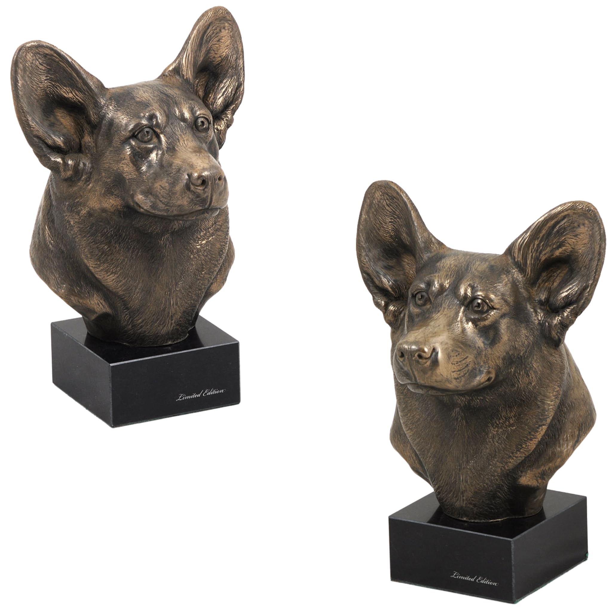 Art-Dog Dog Marble Statue - Unique Edition ArtDog Collection - Handmade Cold Cast Bronze Sculpture for Dog Lovers Indoor– Dog Figurine – Statue Corgi Pembroke