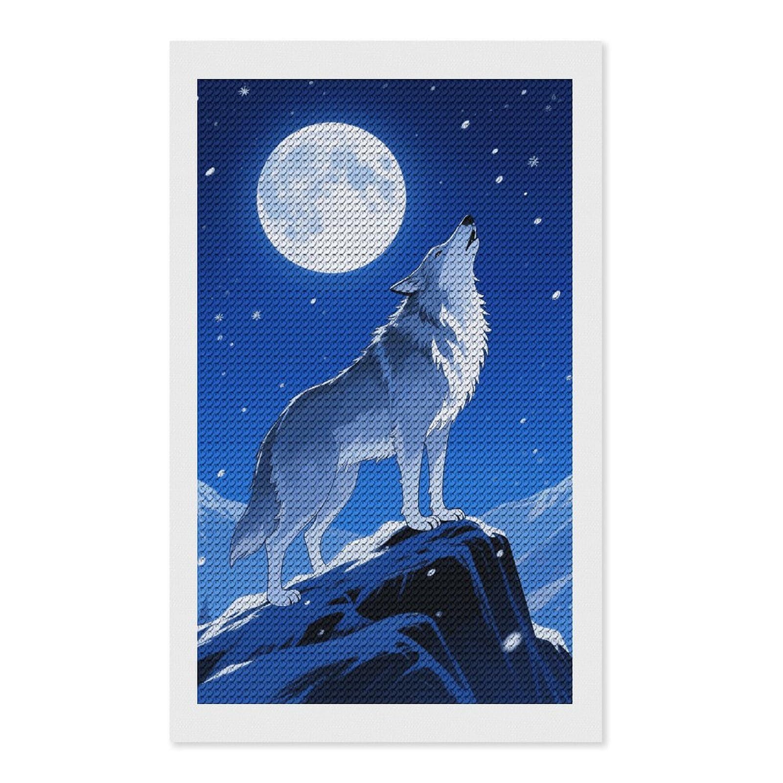 FodPand Wolf 5D Diamond Painting Kits for Adults Beginners Full Drill Round Diamond Dots Pictures Gem Art Supplies for Home Wall Room Decoration DIY Craft Set Gift 12x20