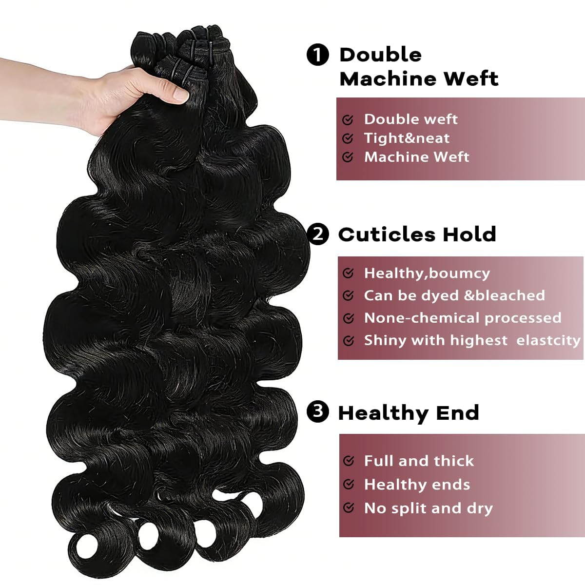 16A Cambodian Body Wave Bundles, Raw Virgin Human Hair Extensions, Ultra Thin Double Drawn Invisible Weft, Sew In Extensions, Cuticle Aligned (4 Human Hair Bundles, 12 14 16 18 Inch)