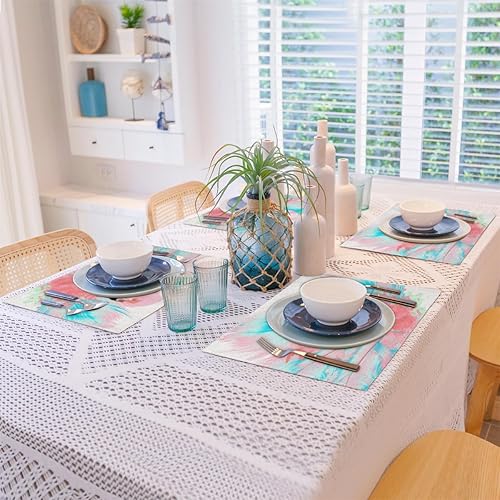 Miniatura 8 de Cute Flamingo Style Placemats Set of 4 Table Mats Washable Placemat Waterproof Place Mats for Party Home Dining Table Decor 18x12 in