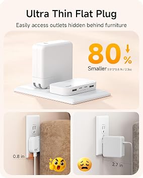 Flat USB Wall Plug, PD 45W Ultra Thin Foldable GaN III Fast Charger
