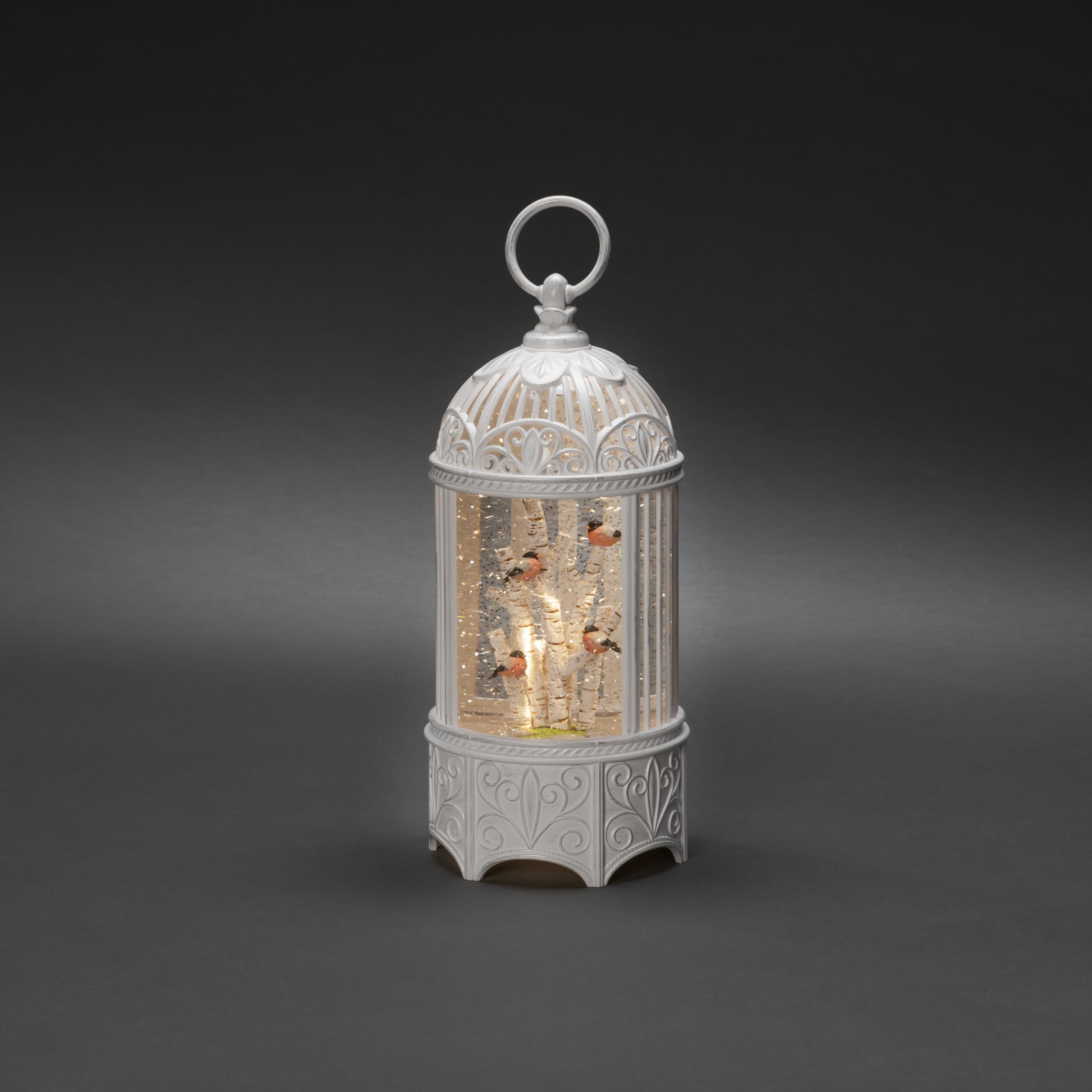 Konstsmide LED Wasserlaterne, "Gimpel im Baum", weiß, wassergefüllt, 5h Timer, 1 warm weiße Diode, batteriebetrieben & USB, Innen - 4284-200