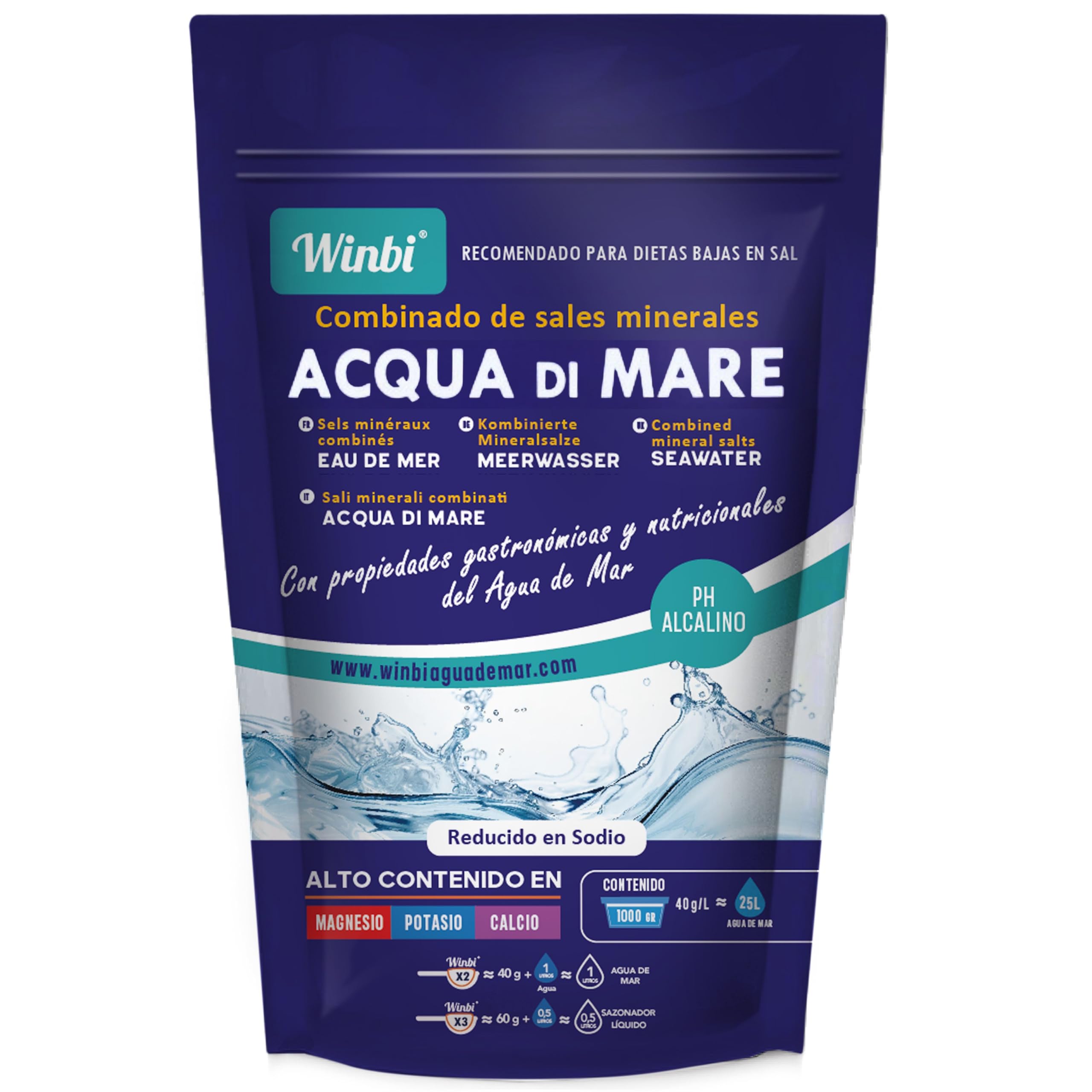 100 LITRI Di Acqua Di Mare Winbi Da Bere. Molteplici Benefici Per il Corpo. Acqua Marina ad Alto Contenuto di Magnesio, Potassio e Calcio. Nessuna Sostanza Nociva (1000Gr)