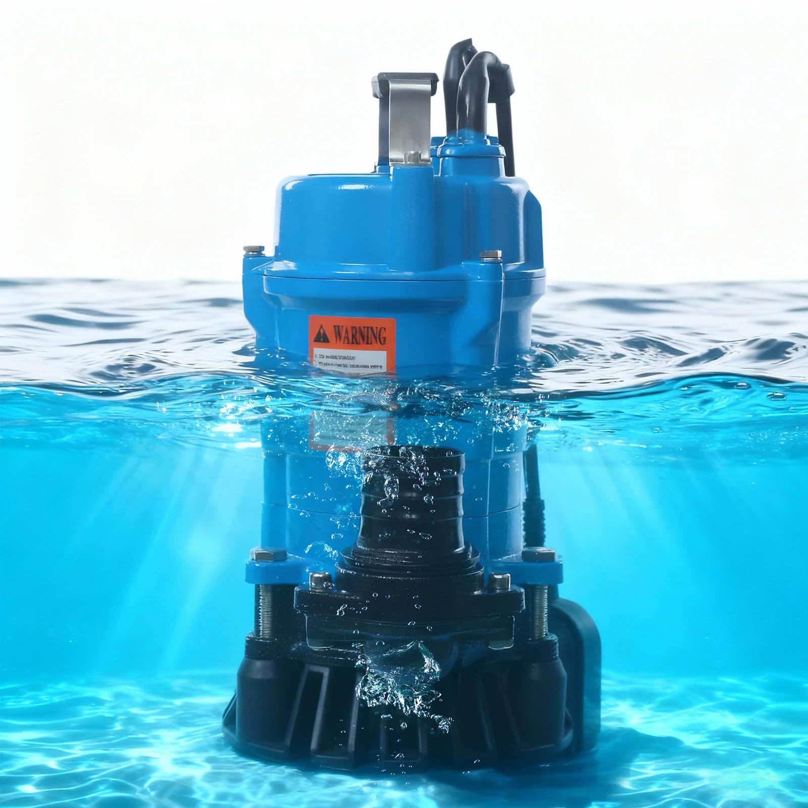 Schmutzwasserpumpe Tauchpumpe 550W/750W/2200W, Edelstahl Abwasserpumpe mit Schwimmerschalter, Gartenpumpe für Bewässerung, Teichpumpe für Kloak (Förderhöhe max 15m/18m/25m) (Blau, 550W)