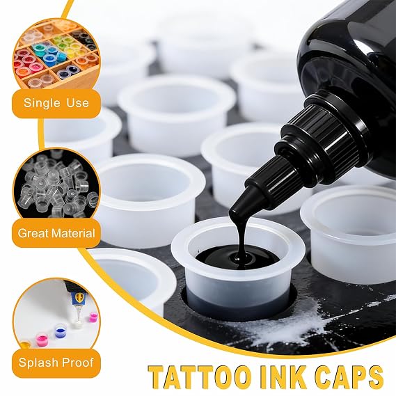 303Pcs Tattoo Ink Caps Kit Tattoo Ink Cups Container Tattoo Supplies