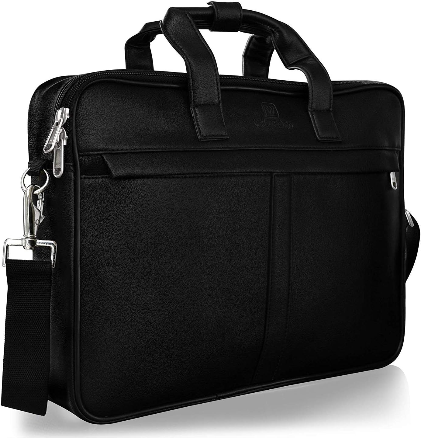 WILDFORD Duffel/Travel Bag, Black Vegan Leather, Adjustable Shoulder Strap, Water resistant Material | Handmade Bag