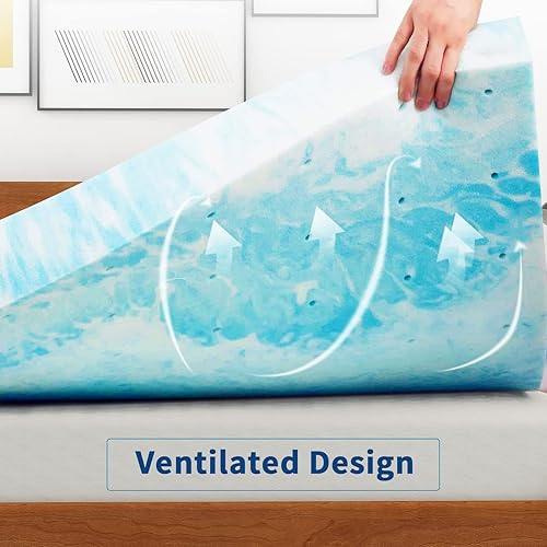 Miniatura 2 de IULULU Cubrecolchón, cubrecolchón de espuma viscoelástica de gel de 4 pulgadas, tamaño California King, certificado CertiPUR-US