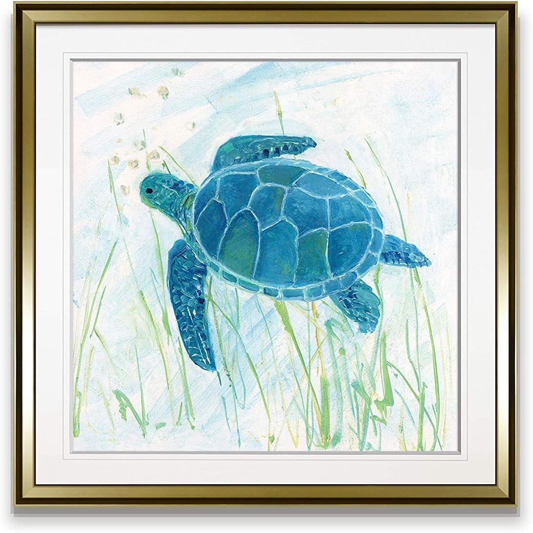 Reef Turtle II Sea Animal Wall Decor Painting Coastal Blue