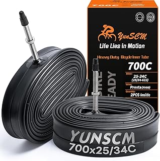 700C Heavy Duty Bike Tubes 700x25C/26C/28C/32C FV60 Presta Valve (25/34-622) 700C Bicycle Inner Tubes Compatible with 700x25C 700x26C 700x27C 700x28C 700x30C 700x32C 700x34C Bike Tire Tubes 2-PCS