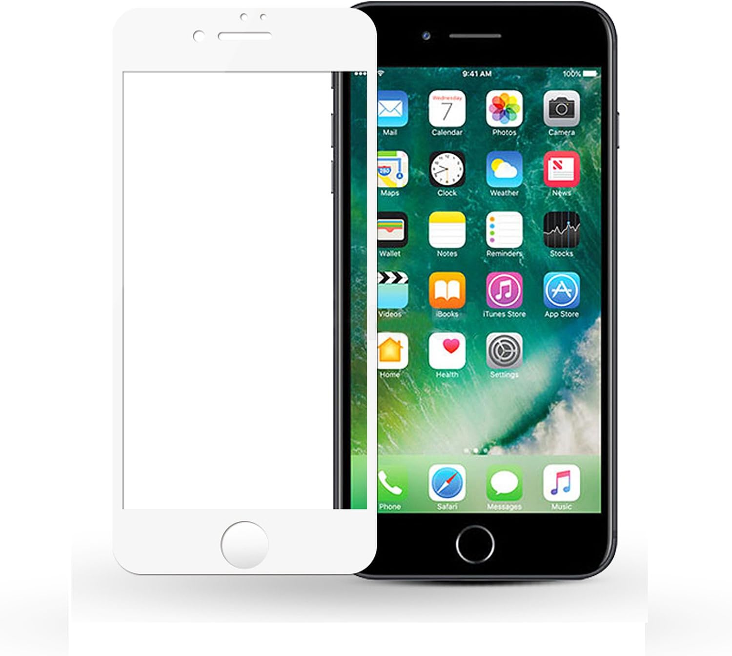 WiTa-Store Curved Glass Screen Protector for Apple iPhone 8 Plus, 5.5 In, White