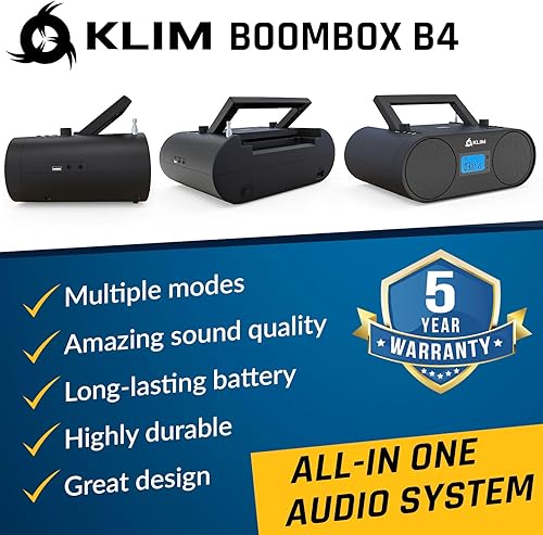 Miniatura 2 de KLIM Boombox B4 Reproductor de CD Sistema de Audio Portátil - Nuevo - Radio AMFM con Reproductor de CD MP3 Bluetooth AUX USB - Batería Recargable