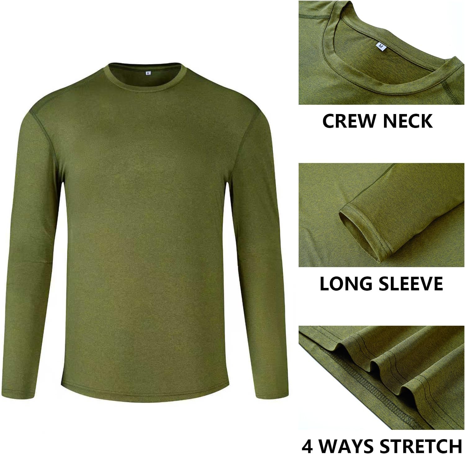 1 Pack/6 Pack Men’s Long Sleeve T Shirts,Running Sun Protection UPF 50+ Shirts Quick-Dry Workout T-Shirts