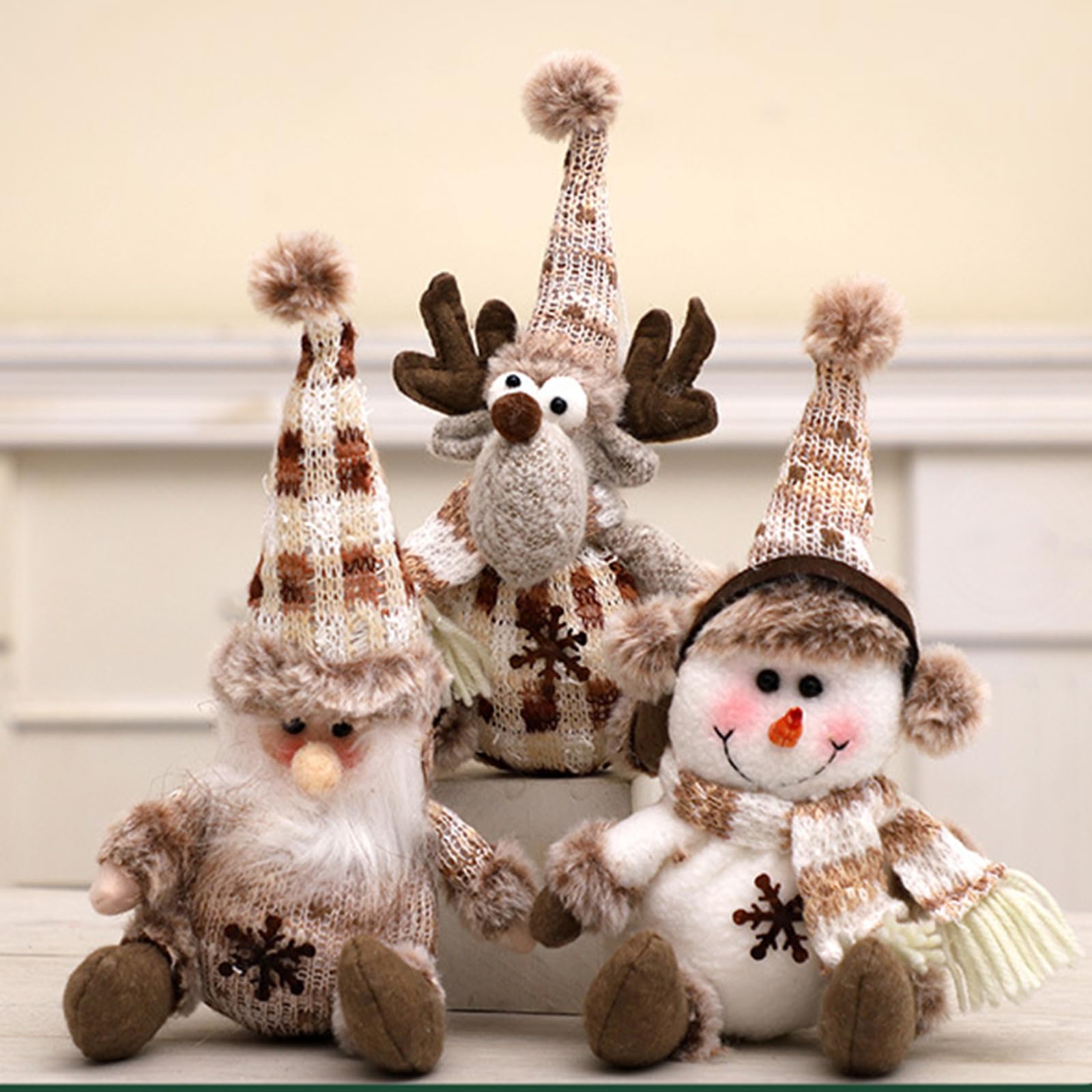 YXYJCCQM Plush Christmas Figurines, Set of 3, Reindeer, Santa, and Snowman, Christmas Decorations Snowman Christmas Decorations