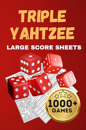 Triple Yahtzee Score Pads: Triple Yahtzee Score Sheets with 170 Large Print Yahtzee Score Sheets, Yardzee Large Score Pads for Record Keeping, Classical Yatzee for Scorekeeping