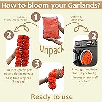 Vista 6 de 5 guirnaldas de caléndula de 4.5 pies para Halloween, Diwali Pooja, decoración de manto de boda indio/americano, cuerdas florales artificiales