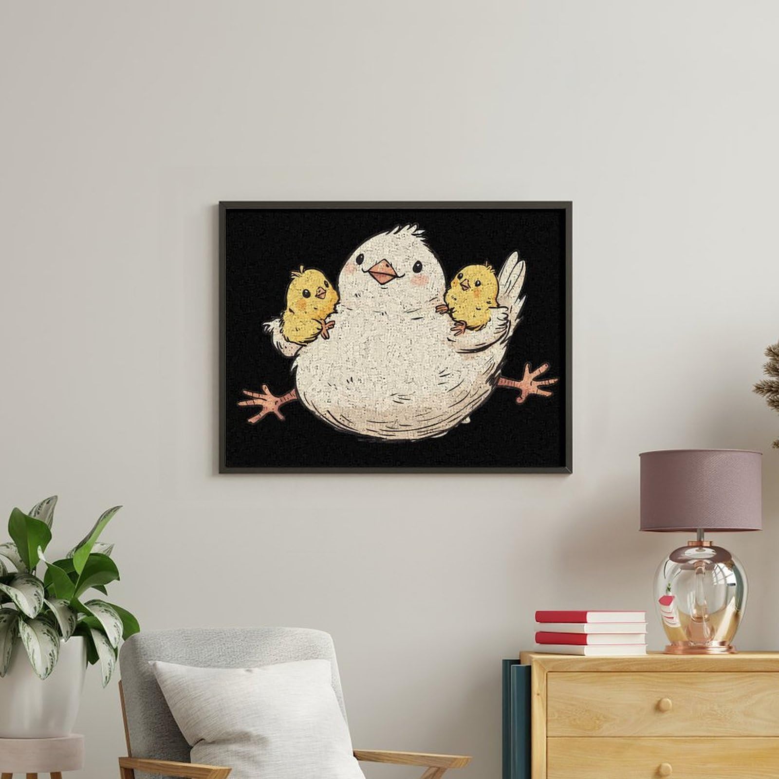Lustiges Malen nach Zahlen für Erwachsene, Motiv: Henne und Huhn, Baumwolle, digitales Ölgemälde, Heimdekoration, Geschenk, 50 x 65 cm