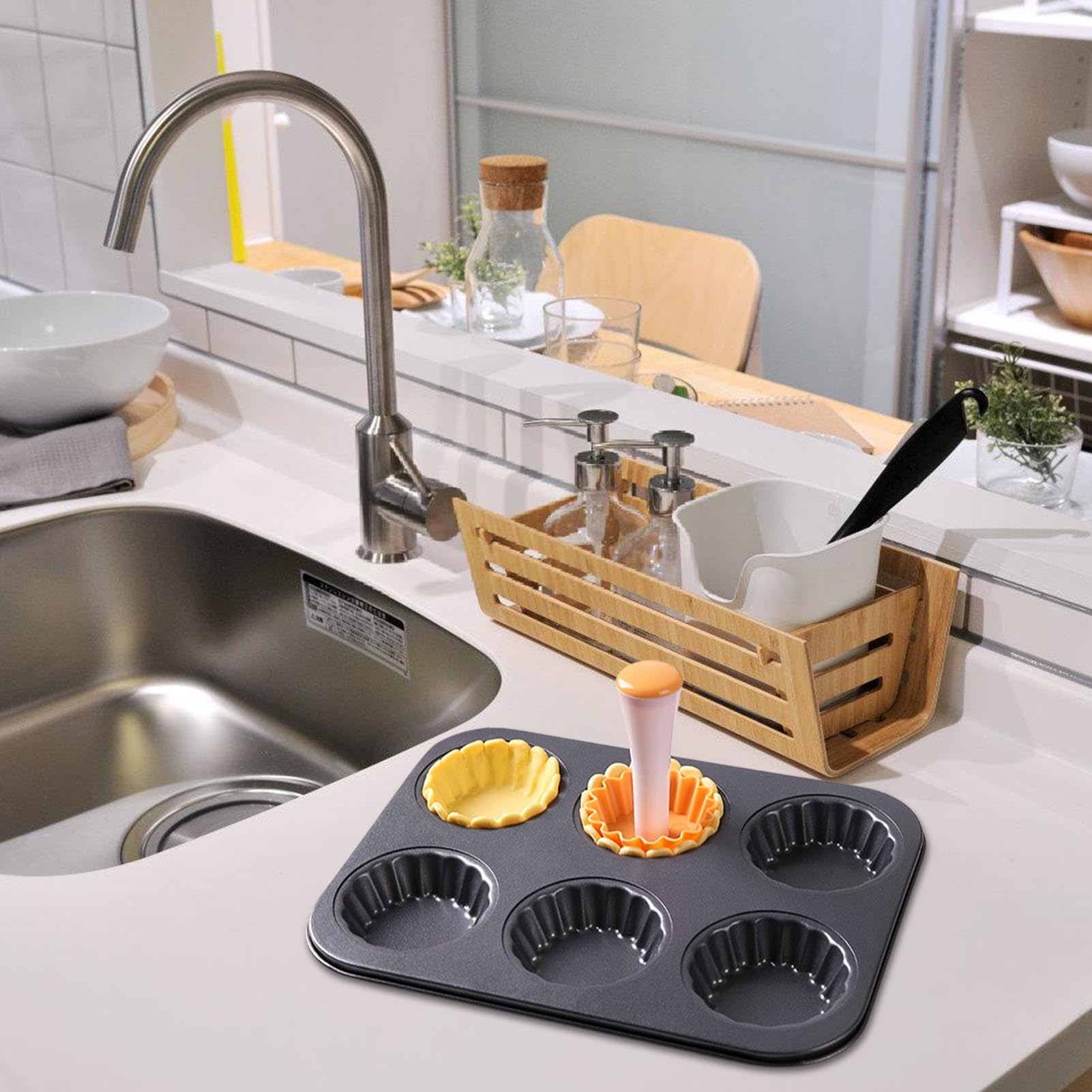 Non-Stick Tart Shell Molds & Cutter Set - Food Safe Reusable Baking Tool For Egg Tarts & Pastries - View #3