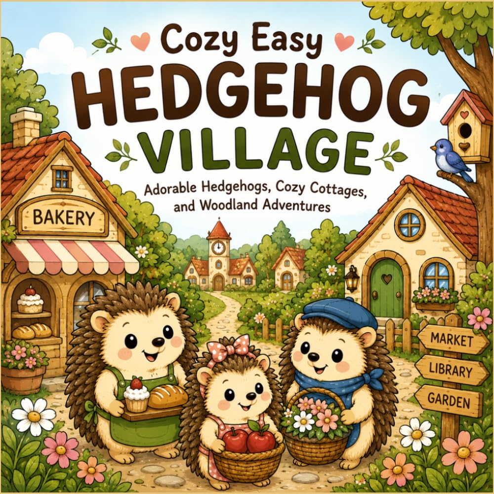 Cozy Easy Hedgehog Village: Adorable Hedgehogs, Cozy Cottages, and Woodland Adventures