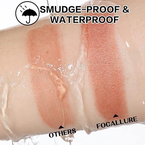 Miniatura 7 de FOCALLURE 2 lápices de sombra de ojos sin arrugas, lápiz de sombra de ojos en crema brillante y mate, larga duración, impermeable, iluminador de