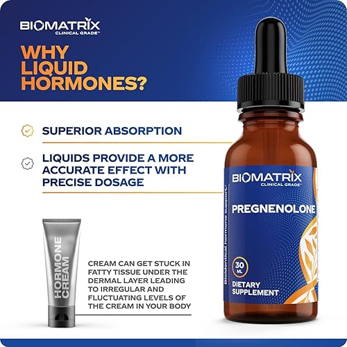 Miniatura 5 de BioMatrix Suplemento de pregnenolona, líquido micronizado sublingual para la memoria, el estado de ánimo, la salud del cerebro | 3 veces mejor