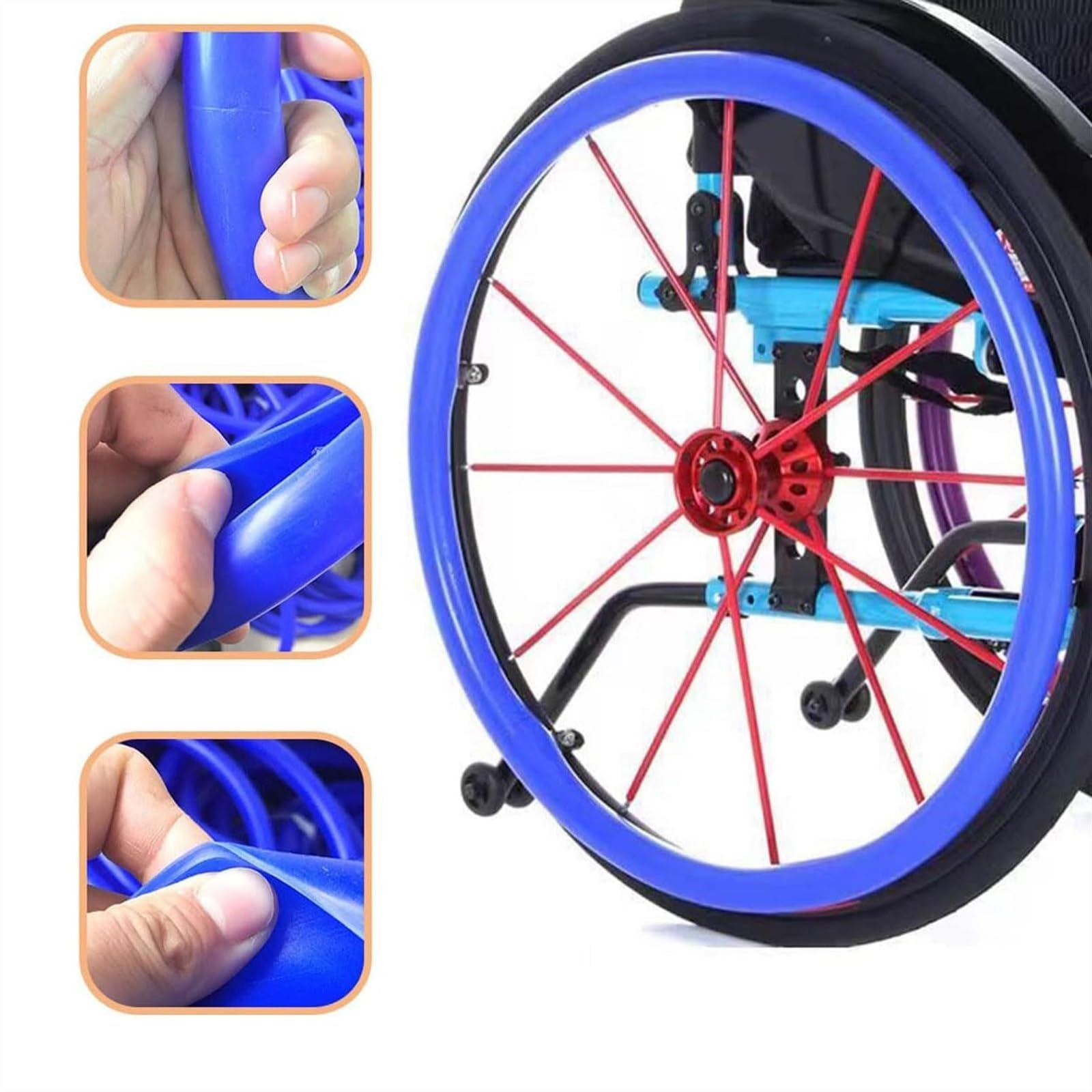 1 par de fundas para silla de ruedas, 20/22/24 pulgadas, antideslizantes, resistentes al desgaste, para empujar con las manos, cubiertas de silicona para llantas de silla de ruedas para adultos, para