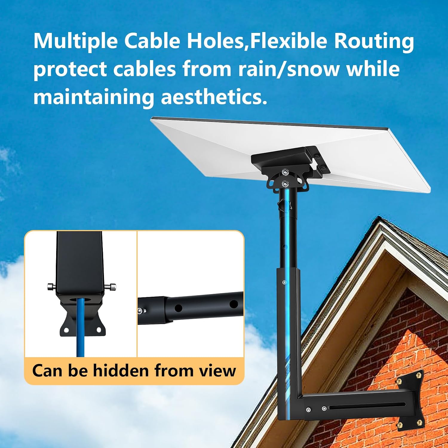 Starlink Mount Gen 3/4 with Adapter, 360° Adjustable Wall/Roof Mounting Kit with Telescoping Arm, Starlink Pole Mount Reinforced, Rustproof Weatherproof for Starlink Standard 4/4X/V3