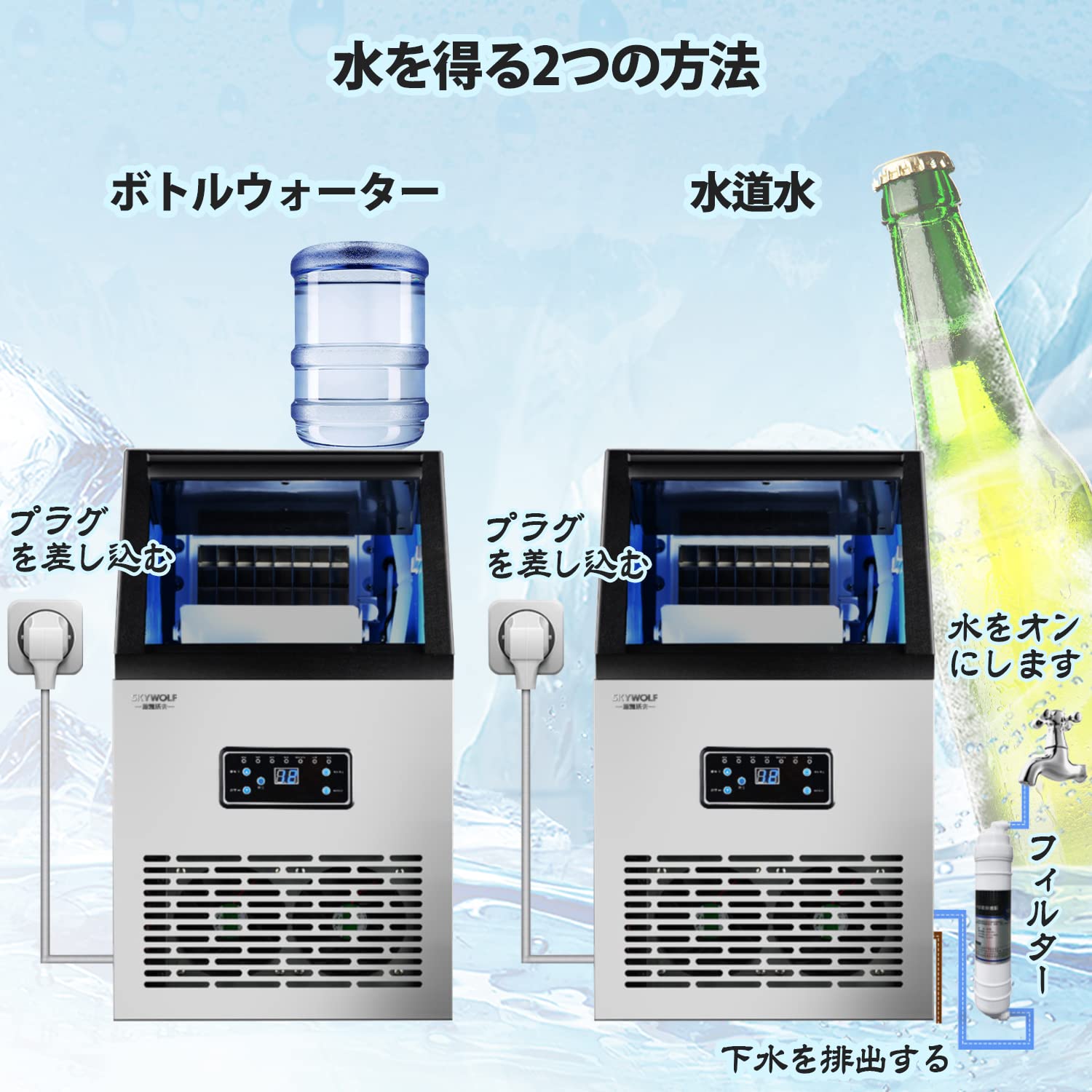 Amazon.co.jp: KUZRZNH 自動製氷機 110V家庭用／業務用 高速自動製氷機